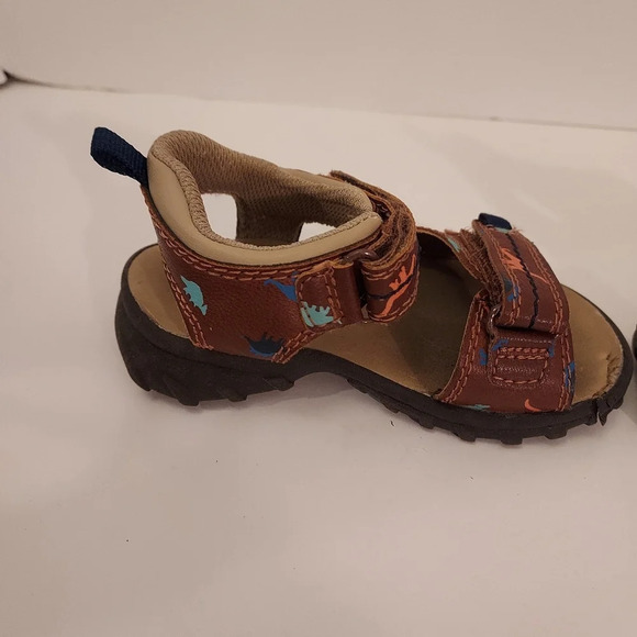 Carter's Brown and Dinosaur Karter Hook and Loop Play Sandals in Size 6 - Picture 5 of 11
